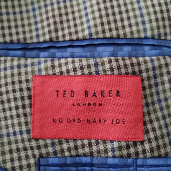 Ted Baker No Ordinary Joe Blazer Mens Size 40R Brown Checks Lined Wool Office - Picture 4 of 13